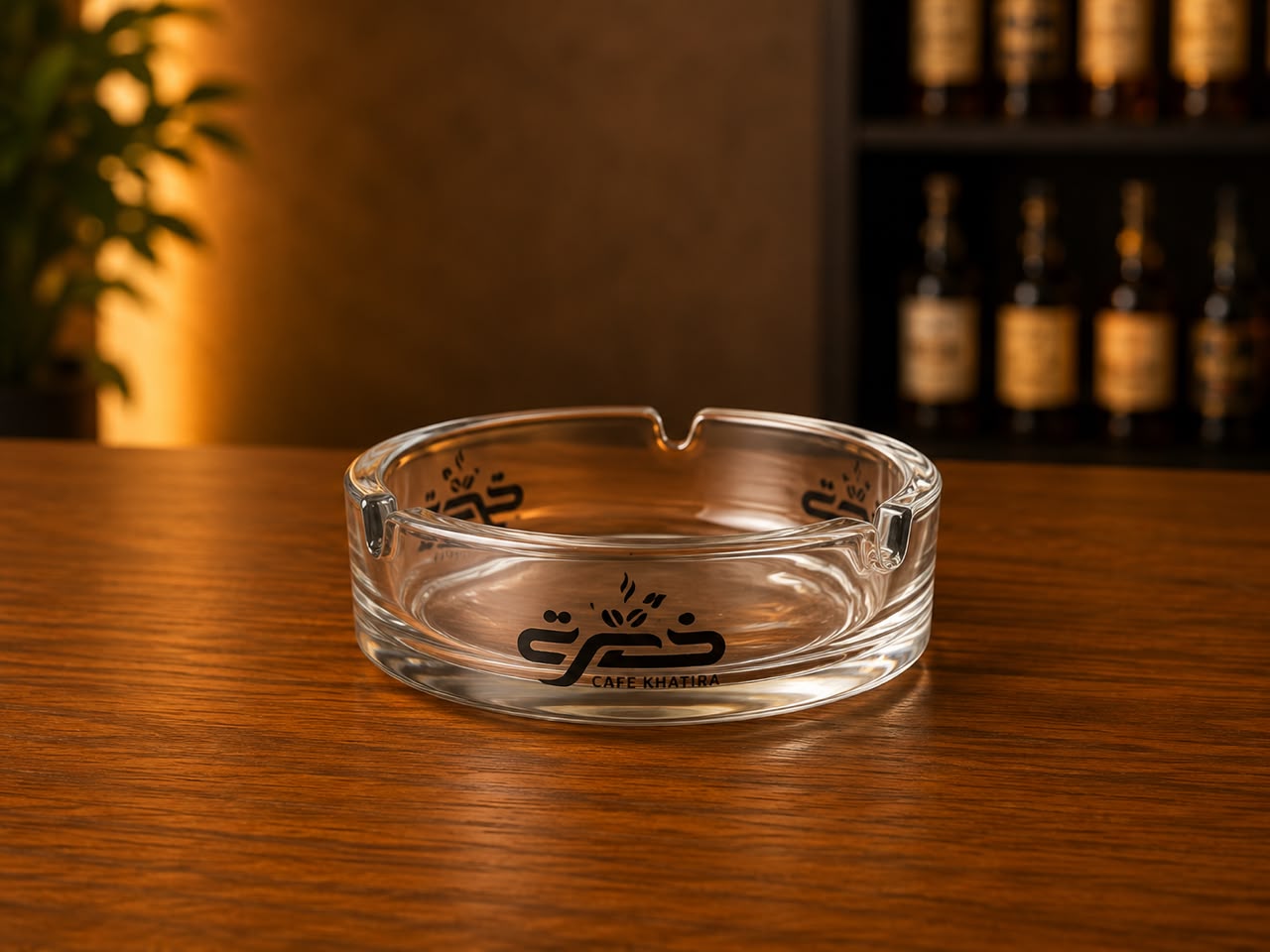 Cendrier rond en verre transparent