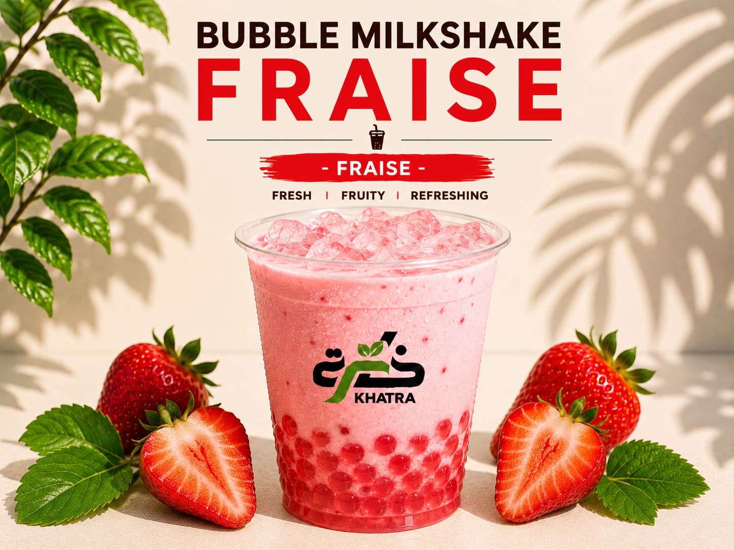 Bubble Milkshake Fraise — Bubble Tea — Khatra